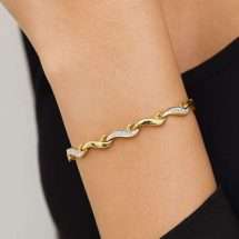9ct Yellow Gold Diamond Cut Link Bracelet