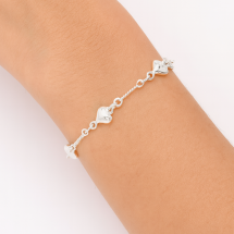 Sterling Silver Puffed Heart Handmade Bracelet
