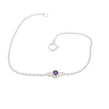 Sterling Silver February Birthstone Childs Bracelet