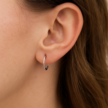 Sterling Silver Plain 12mm Sleeper Hoop Earrings