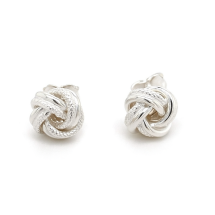 Sterling Silver Diamond Cut Ribbed Knot Stud Earring