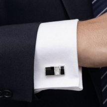 Sterling Silver Onyx Mother Pearl Cufflinks