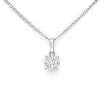 9ct White Gold 0.15cts Diamond Pendant And Chain