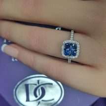 9ct Gold 35pts Diamonds Sapphire Cluster Ring