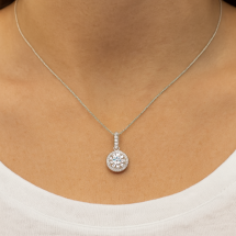 Sterling Silver CZ Halo Pendant And Chain