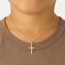 Sterling Silver Children's Plain Cross And Chain