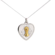 Sterling Silver Communion Heart Medal And Chain