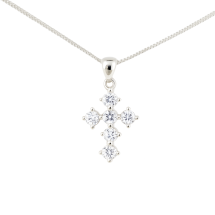Sterling Silver Childrens CZ Cross And 16 Inch Chain