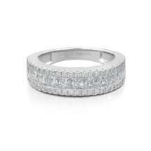 Sterling Silver CZ Princess Row Round Edges Ring