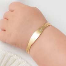 Sterling Silver Gold Plated Pink CZ Baby Bangle