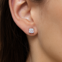 Sterling Silver 4 Claw 5mm Princess CZ Stud Earring