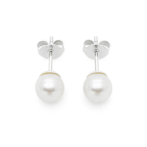 Sterling Silver 6mm Round White Pearl Stud Earring