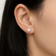 Sterling Silver 6mm Round White Pearl Stud Earring