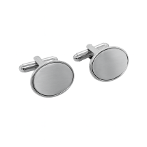 Stainless Steel Oval Edge Matt Centre Cufflinks