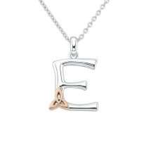 Sterling Silver Celtic "E" Initial Pendant And Chain