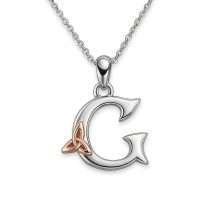 Sterling Silver Celtic "G" Initial Pendant And Chain
