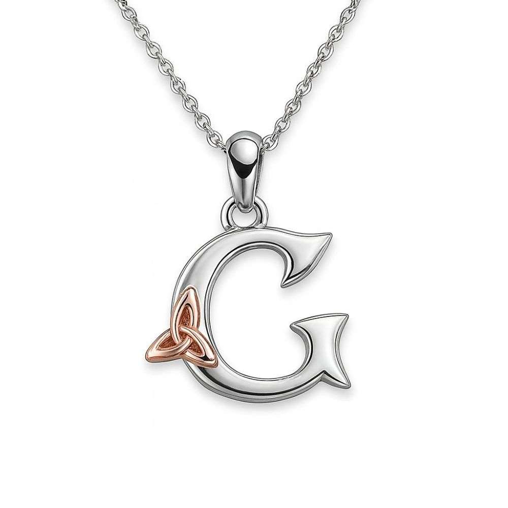 PS-01000G-sterling-silver-trinity-knot-celtic-initial-G-and-chain-front-top-image
