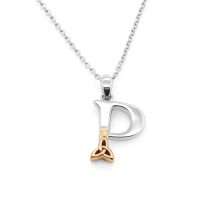 Sterling Silver Celtic "P" Initial Pendant And Chain