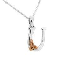 Sterling Silver Celtic "U" Initial And Chain