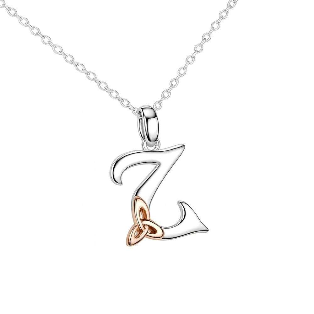 PS-01000Z-sterling-silver-trinity-knot-celtic-initial-Z-and-chain-front-side-image