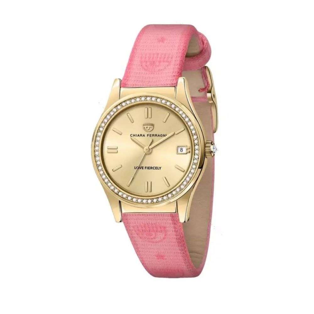 r1951102501 Chiara Ferragni Womens Gold Monogramed Leather Watch front image r1951102501 Chiara Ferragni Womens Gold Monogramed Leather Watch front image