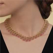 Newbridge Gold Plated Pink Turquoise Necklace NL8832