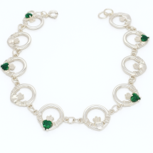 Sterling Silver Celtic Claddagh Emerald CZ Bracelet