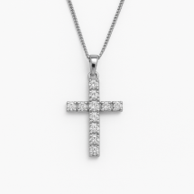 Sterling Silver CZ Cross And 16 Inch Chain