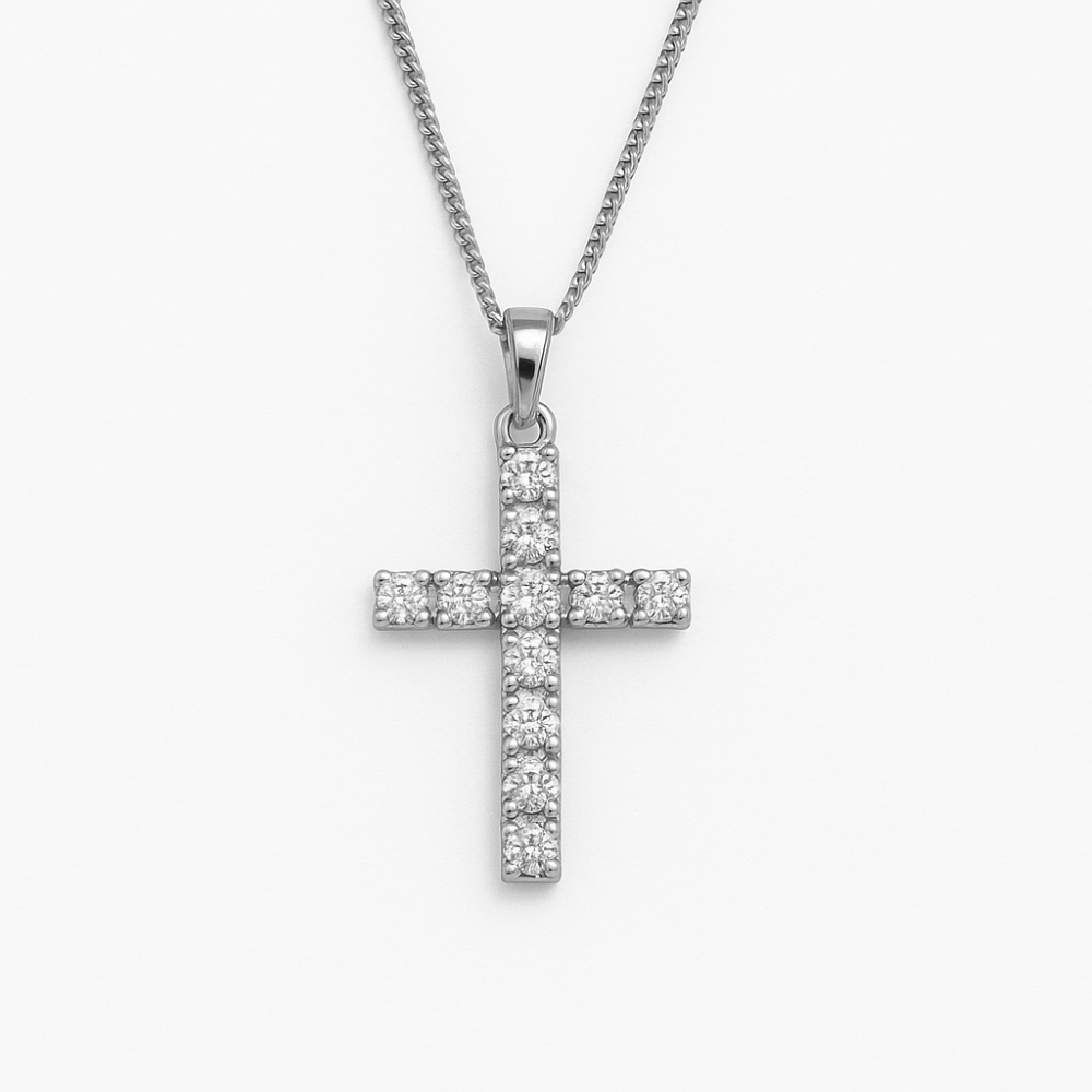 SP037A-sterling-silver-cz-set-traditioanl-cross-and-chain-front-main-image