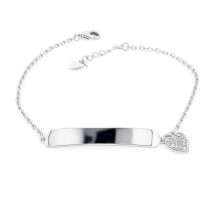 Sterling Silver CZ Charm Identity Bracelet