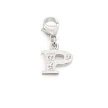 Sterling Silver CZ Initial "P" Charm
