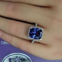 Sterling Silver Cushion Amethyst CZ Halo Ring