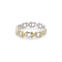Sterling Silver Gold Hugs And Kisses Childs Ring
