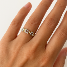 Sterling Silver Gold Hugs And Kisses Childs Ring