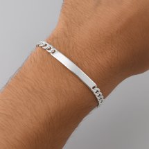 Sterling Silver Gents 20cm Curb Link Identity Bracelet