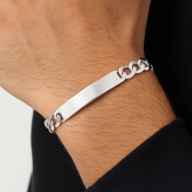 Sterling Silver Gents Curb Link Identity Bracelet
