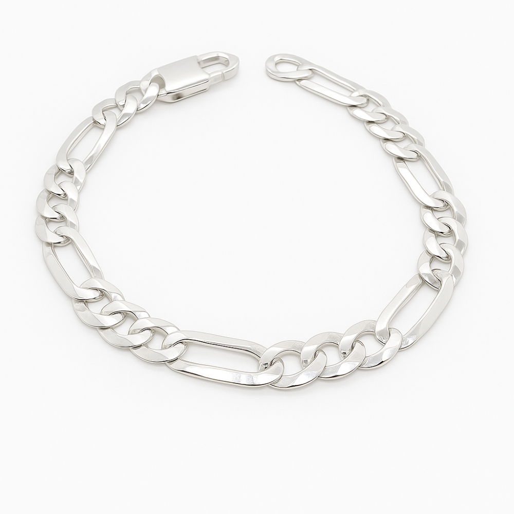B2000313-sterling-silver-mens-figaro-link-solid-21cm-bracelet-front-image B2000313-sterling-silver-mens-figaro-link-solid-21cm-bracelet-front-image