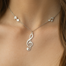 Sterling Silver Music Notes Adjustable Necklet
