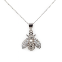 Sterling Silver CZ Bumble Bee Pendant And Chain