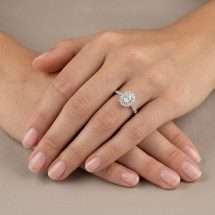 9ct Gold 33pts Oval Round Brilliant Halo Diamond Ring