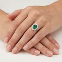 9ct Gold Lab 0.94pts Emerald And 61pts Lab Diamond Ring