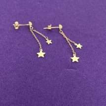 9ct Yellow Gold Double Chain Drop Star Earrings