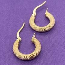 9ct Yellow Gold Diamond Cut Medium Creole Earrings