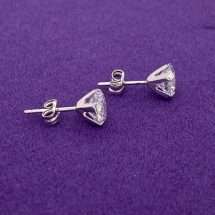 9ct White Gold Round 6mm CZ 4 Claw Stud Earrings