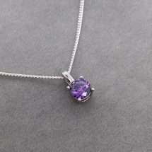 Sterling Silver February CZ Birthstone Pendant