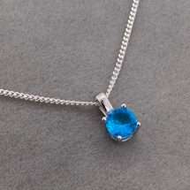 Sterling Silver March CZ Birthstone Pendant