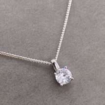 Sterling Silver April CZ Birthstone Pendant