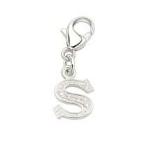 Sterling Silver CZ Initial "S" Charm