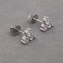 Sterling Silver Triple CZ Claw Stud Earrings