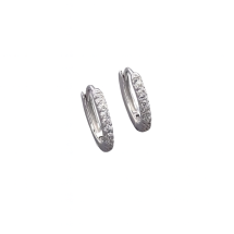 Sterling Silver Hinged CZ Set Hoop Earrings